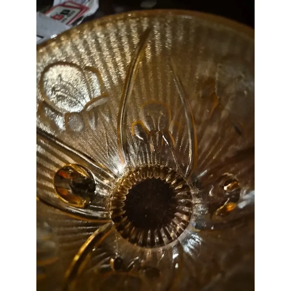Vintage Jeannette Marigold Glass Iris And Herringbone pattern